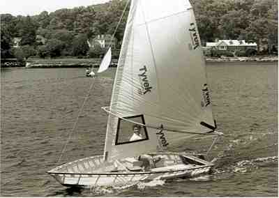 Dan Segal sails a Blivit 13 with Jiffy-Sail